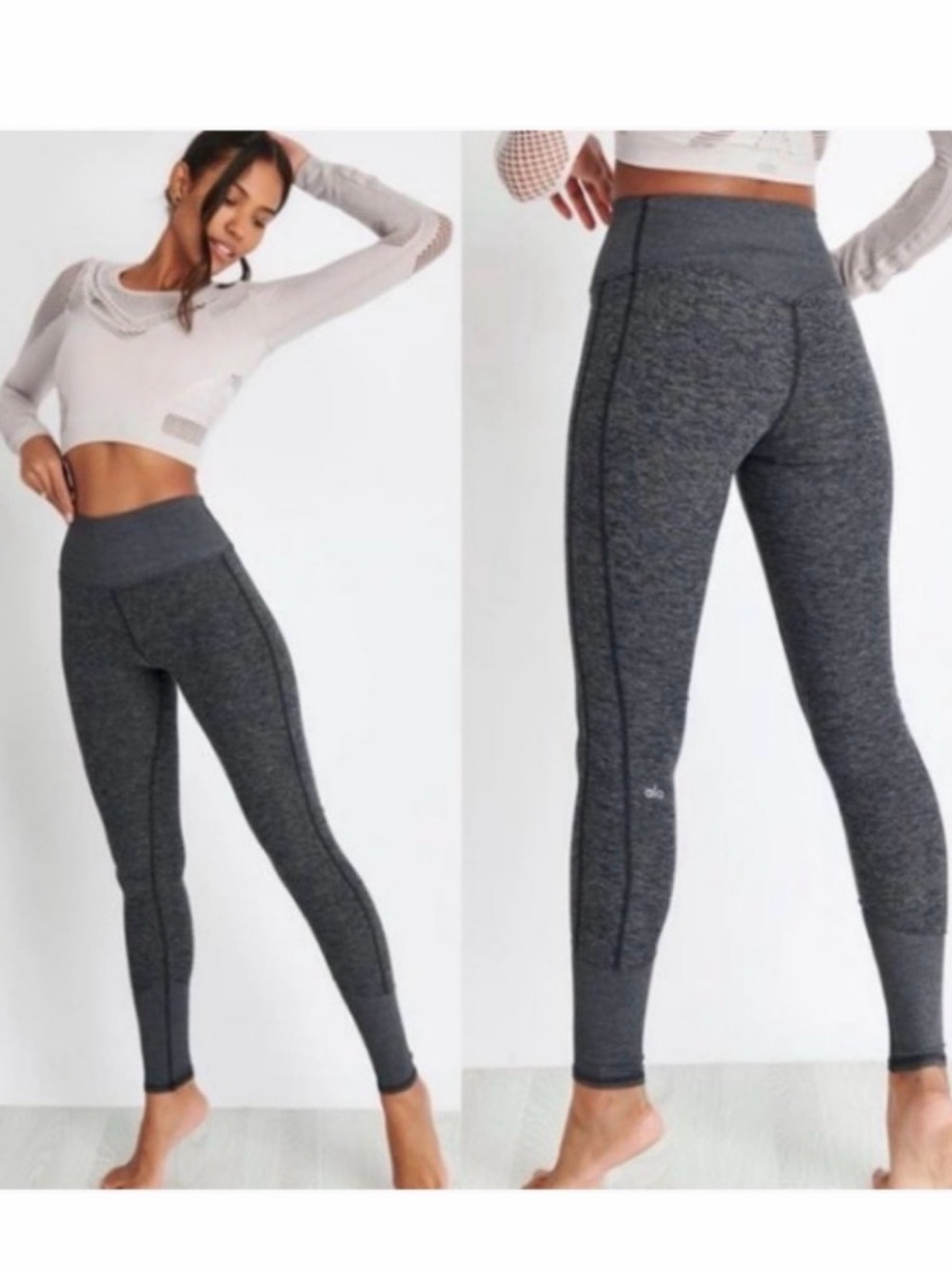 Alo Yoga High-Waist Alosoft Lounge Leggings ribbed high waistband and cuffs